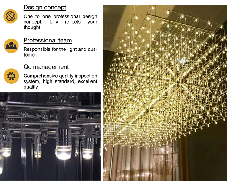 Modern customized hotel decoration Luxury indoor crystal chandelier pendant light