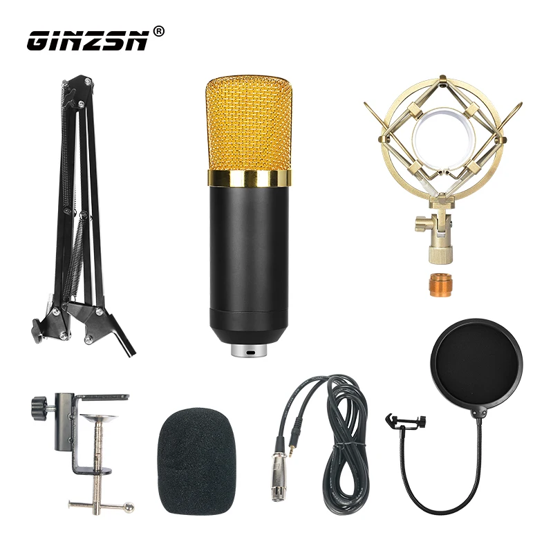 

BM-800 Professional Studio Recording Condenser Microphone & Adjustable Microphone Suspension Scissor Arm Stand &Pop filter Kit, Black