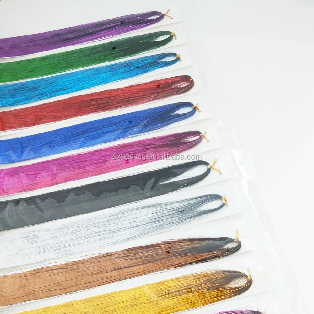 120cm Hair Tinsel 20g 600700 Strands 12 Colors Silver Purple Rainbow