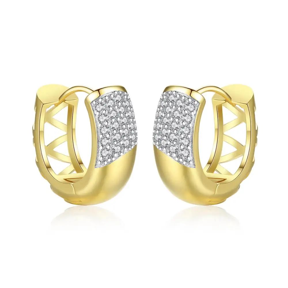 

LUOTEEMI Classic Cubic Zirconia Gold Plated Huggie Earrings for Women