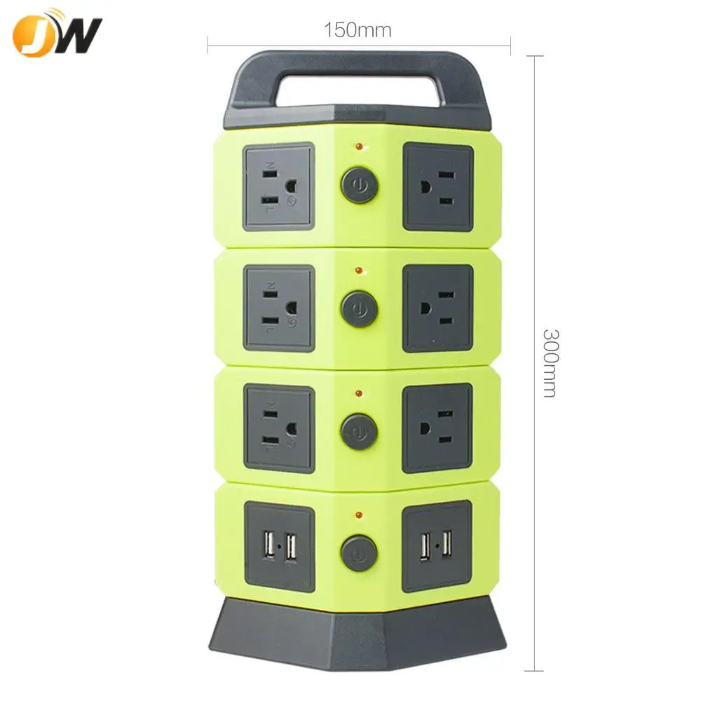 Tower Power Strip 2500w Smart Socket Surge Protector 10 Uk Socket 4 Usb Charging Station 65ft 9630