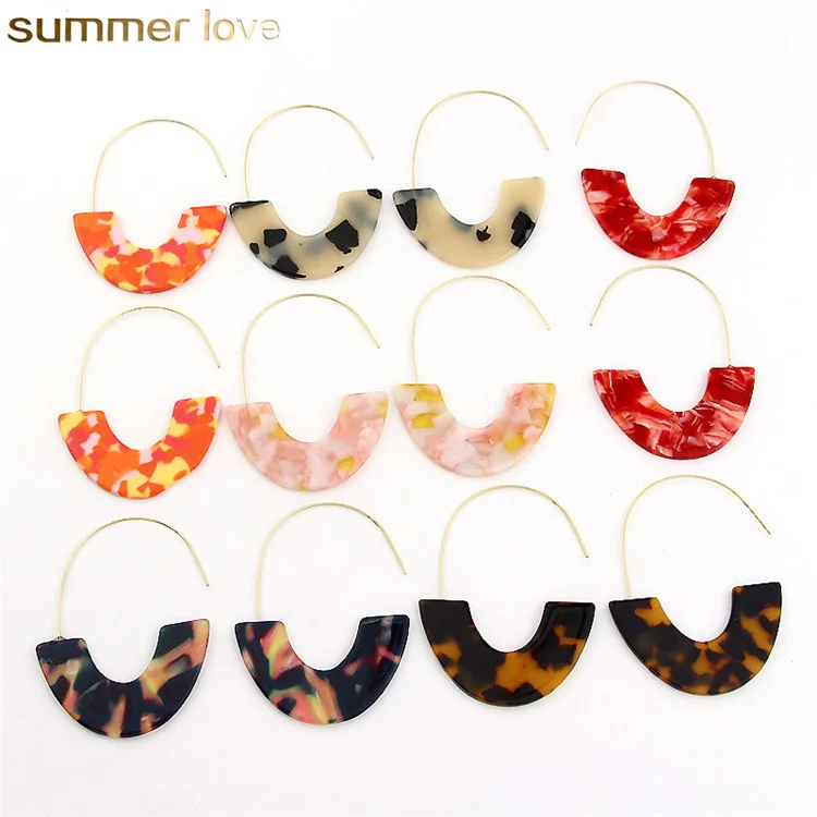 

Fashion Wholesale Leopard Grain Lucite Acrylic Colorful Big Hoop Resin Drop Dangle Women's Earring Outdoor Holiday Jewelry Gifts, Many colors you can choose