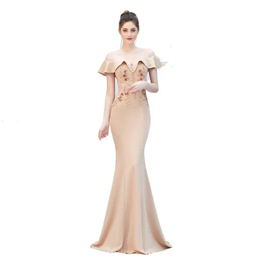 

off shoulder slim fishtail prom evening dress for women