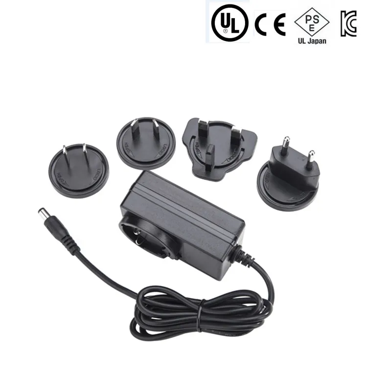 Ul Fcc Ce 12v 2a Switching Ac Dc Interchangeable Plug Power Adapter