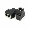 Black 1-to-2 Female to Female 3 Way RJ45 8P8C Splitter Coupler Connector Adapters