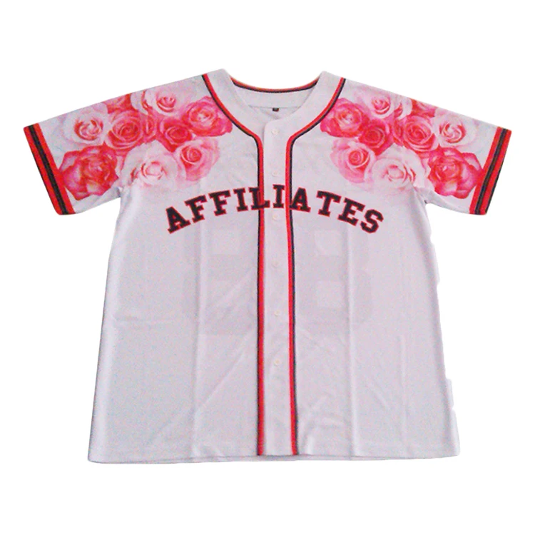 Wholesale Women 100 Polyester V Neck Short Sleeve Sublimation Baseball