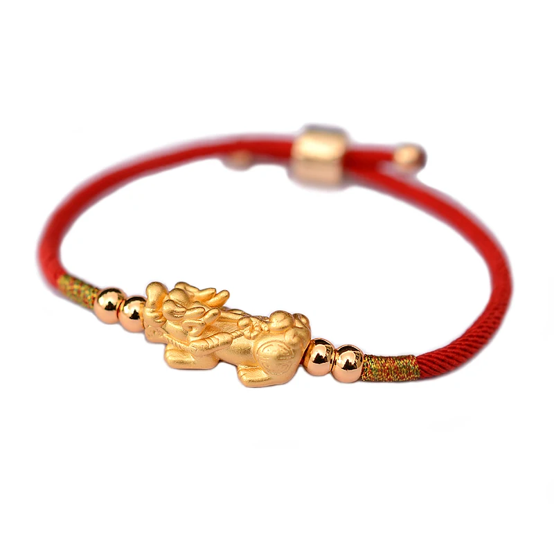 

LONGJIE Lucky Red Rope Bracelets 999 Sterling Silver Pixiu Gold Color Tibetan Buddhist Adjustable Charm Bracelet For Women Men