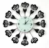 Round wall clock cheap special flower design decor metal wall clock
