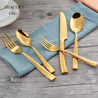 

Wholesale gold restaurant flatware set stainless steel dinner cutlery