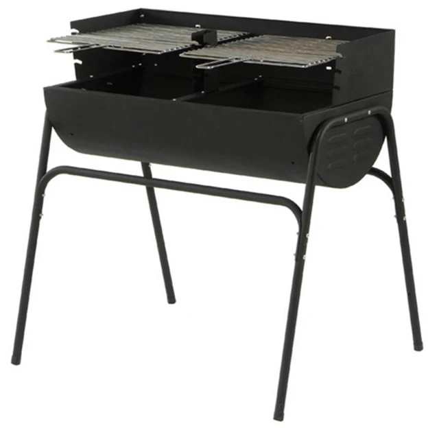 Metal Half Oil Drum Charcoal Bbq Grill Outdoor Garden Barbeque Grill