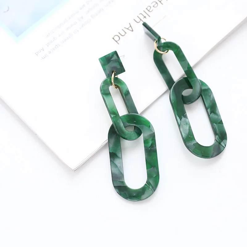 

Fashion Women Jewelry Acetate Earring Long Geometric Irregular Circle Acrylic Drop Earring, Picture shows