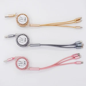 3 1 Retractable USB Charger Cable iOS Android & Type C