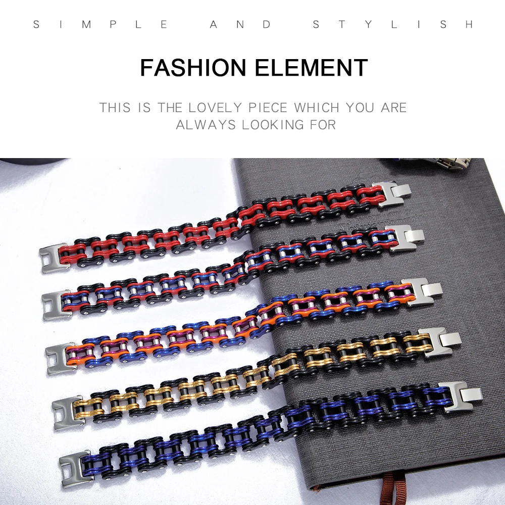 Fashion Titanium Jewelry Men Bike Chain Bracelet, Pyramid Link Stainless Steel Bracelet, Punk Street Wholesale Bracelet Men