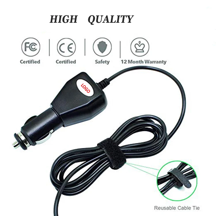 12v 2a car Square cigarette lighter adapter  with dc 5.5*2.1mm  8FT extension charging cable