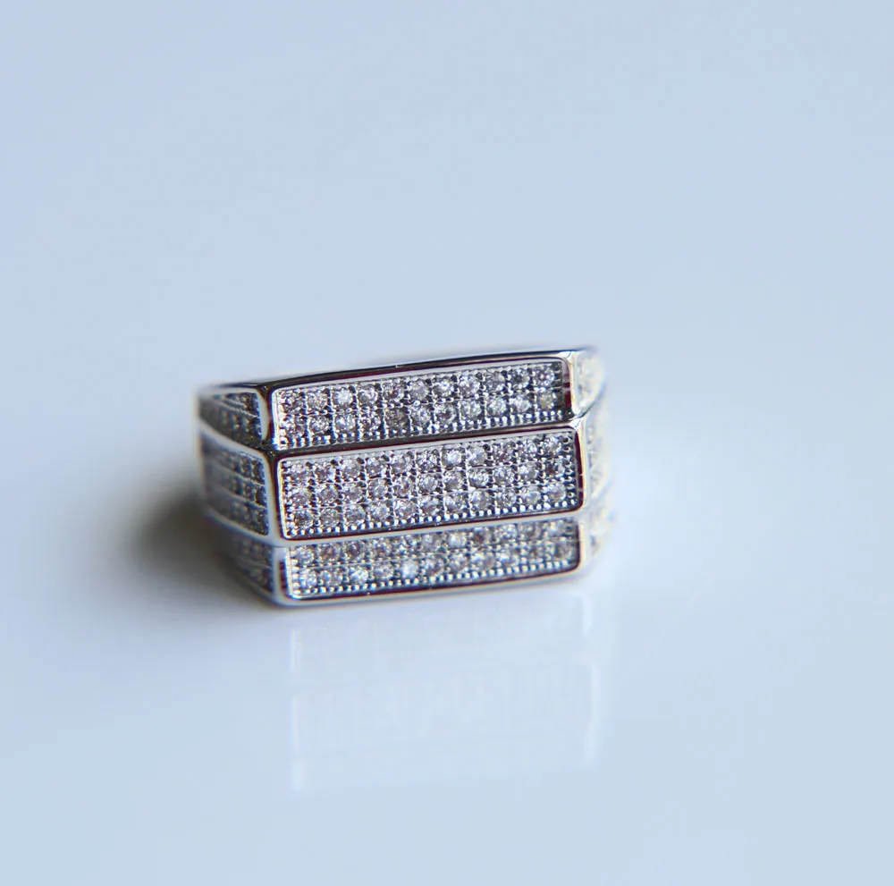 

hip hop 2021 mens wedding engagement customize high quality zircon ring for men