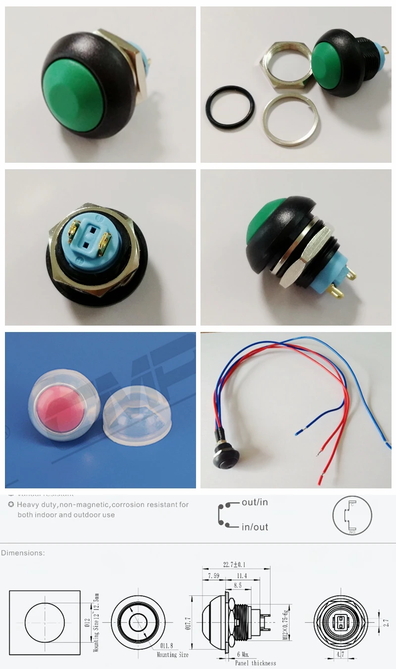 thumbnail image 2 of 12PCS 7mm Round Momentary Push Button Switch 2 Pin On Off Spst Normal 2 of 12