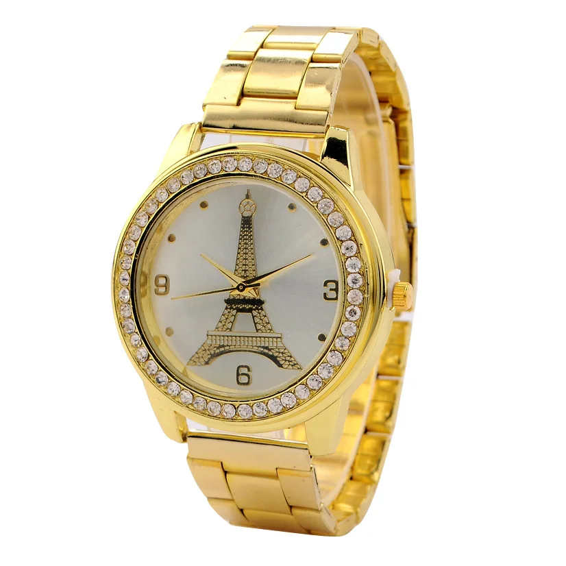 

Stock wholesale tower alloy gold band diamond luxury men's watch MW31