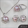 New jewelry design decorated natural purple pearl 925 sterling silver set