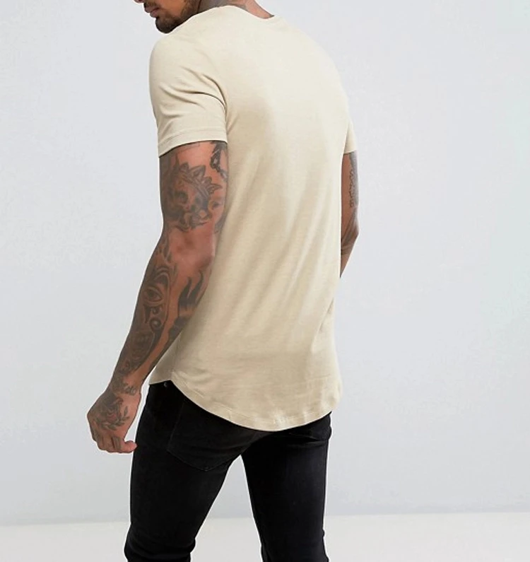 

Hip Hop Slim Fit Curve Hem Cotton Design Custom Logo Men T-Shirt, Customizable