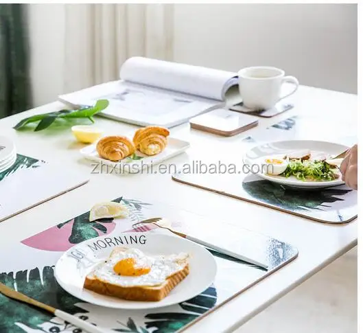 

Wholesale Rectangle Melamine Backed Wood Breakfast Mdf Cork Placemat