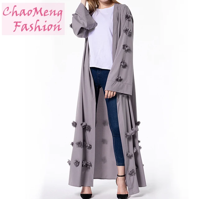 

1623# New Model In Dubai Style Embroidery Flower Farasha Kaftan Muslim Arabic Maxi Dress Open Abaya, Black;red;purple/customized