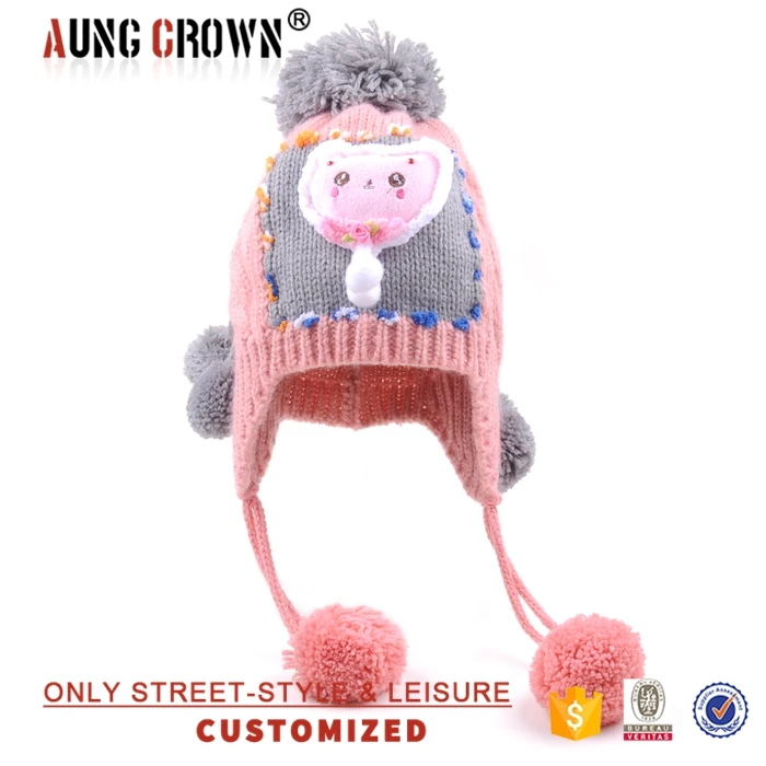 Funny Cute Pom Pom Winter Hats For Kids /kids Winter Cap/ Warm Earflap