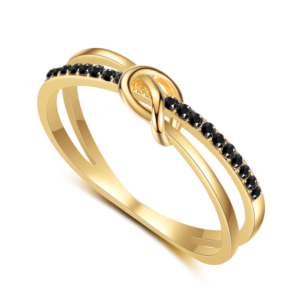 Mytys Personalized Design Finger Ring Yellow Gold Plated Crystal Women Ring R2153
