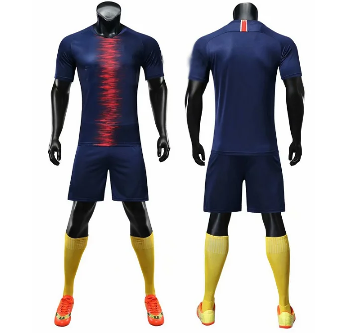 Striped Blue And Black Football Kit Buy Football Kit Manufacturer