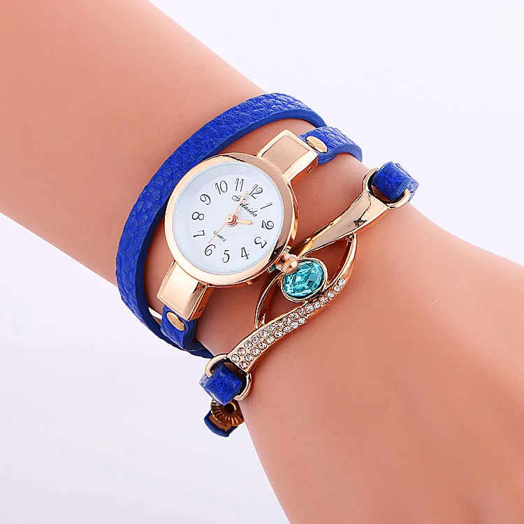 

Gem-encrusted Bracelet Watch European And American Top Selling Ladies Watch Time Zone Quartz Watch, As shown