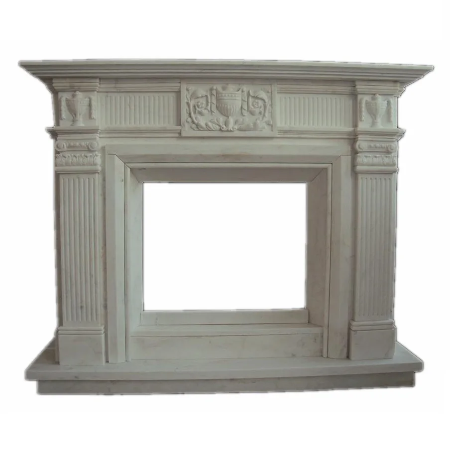 White Marble Fireplace Flame Stone Craft Stove Fireplace Insert