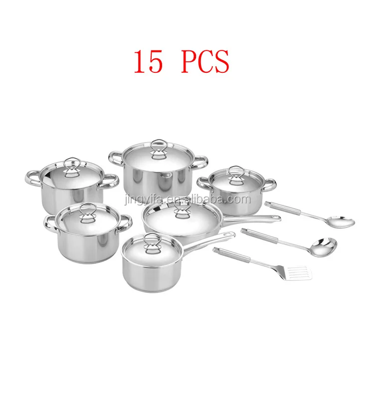 15pcs Prestige Stainless Steel Cookware Set With Virous Size From 16 To