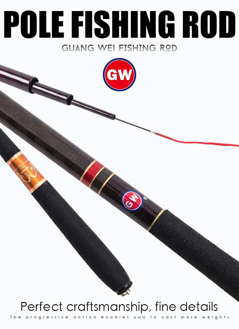 Gw 2.7m 3.6m 4.5m 5.4m 6.3m 7.2m High Carbon Telescopic Fishing Rod