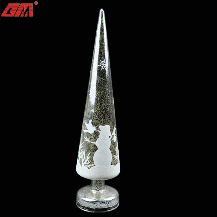 Mercury finish artificial led lighted mini glass christmas tree factory