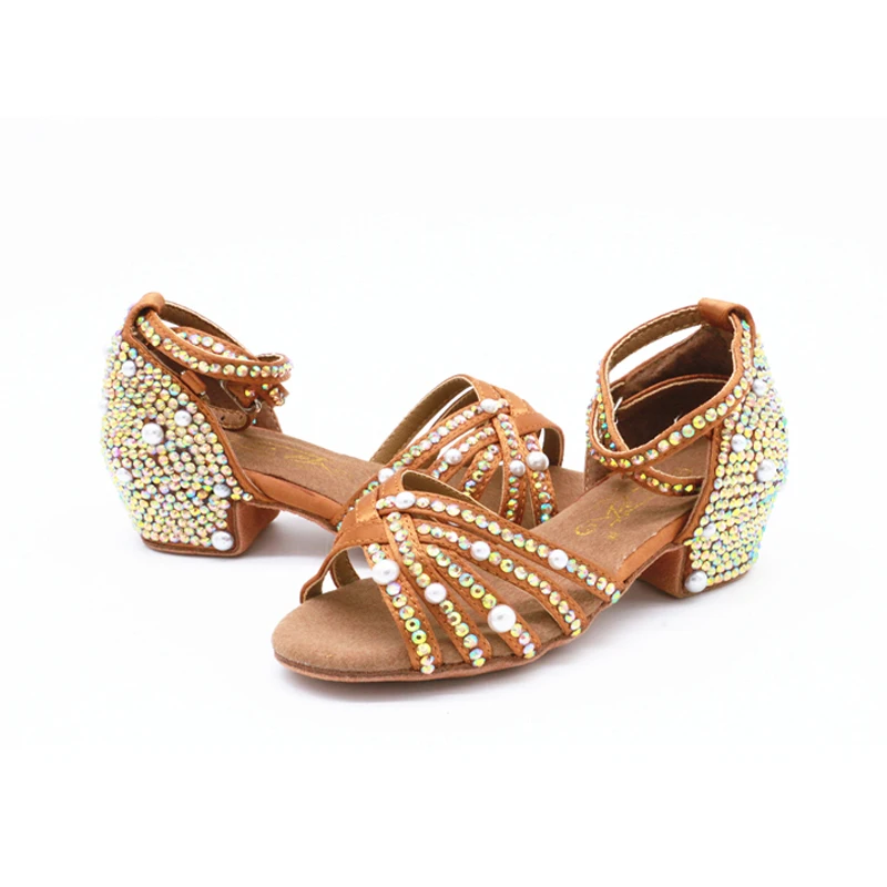 Hand-studded Latin Dance Shoes New Shiny Diamond Slip Resistant Wear High Quality Classic Latin Ballroom Shoes