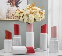 

Modern creative gifts accessories home decoration ceramic lipstick flower vase