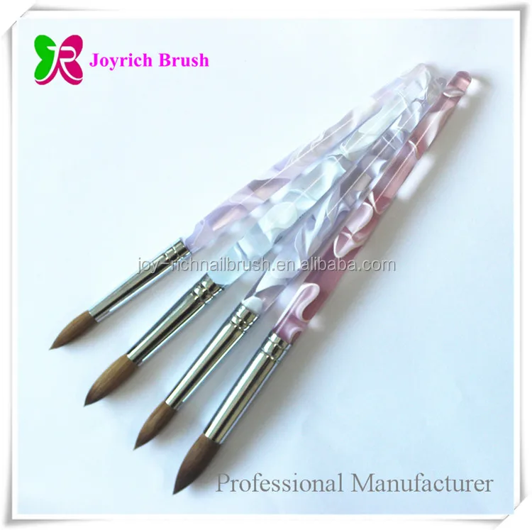 
Acrylic Natural color Kolinsky Colorful Plastic Handle Round Nail Art Brush 