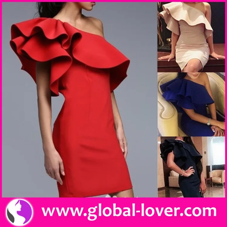 One Shoulder Red Designer One Piece Short Mini Party Dress For Young Ladies Buy Party Dress For Young Ladies Red Designer One Piece Party Dress Designer One Piece Party Dress Product On Alibaba Com