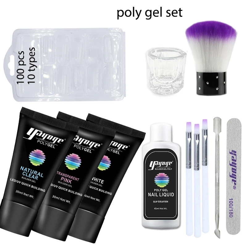 

Yayoge 12Pcs Poly Gel Kit UV Builder Gel Set with Nail Art Tools for Women's Fashion Polygel Set, White;pink;clear