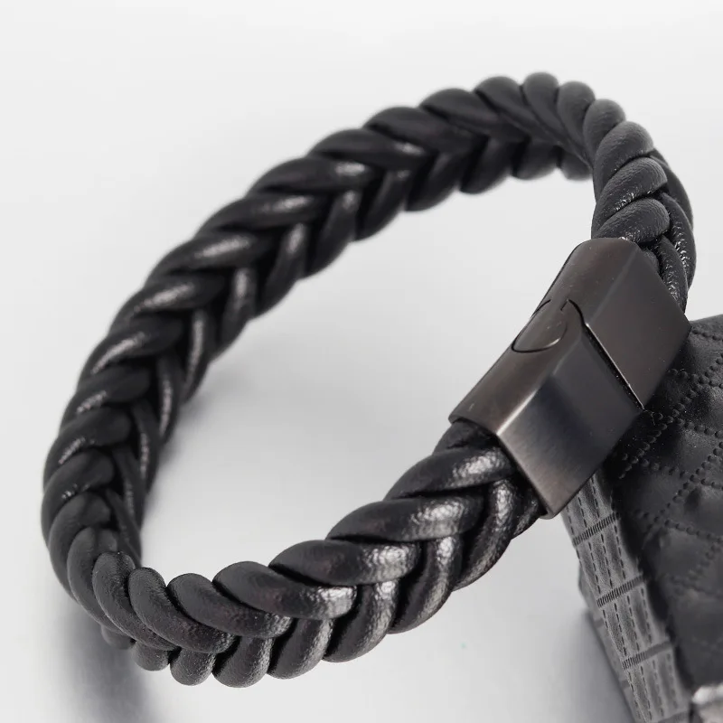 

New Design Handmade Braided Bracelet High Quality Genuine Leather Bracelet For Men, As photo