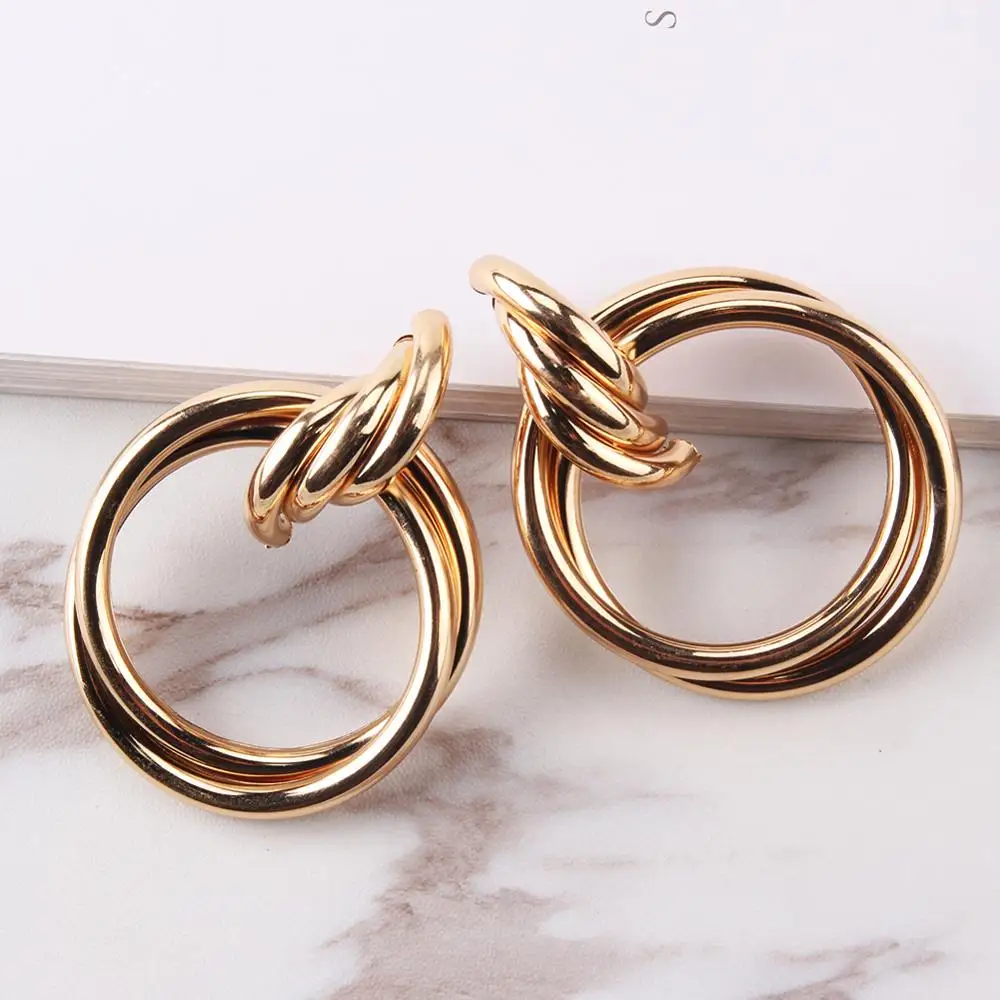 

18448 Dvcaman 2018 Fashion Wholesale Gold sliver Unique creative personality Hoop Earrings Jewelry Christmas Valentine's day, As picture