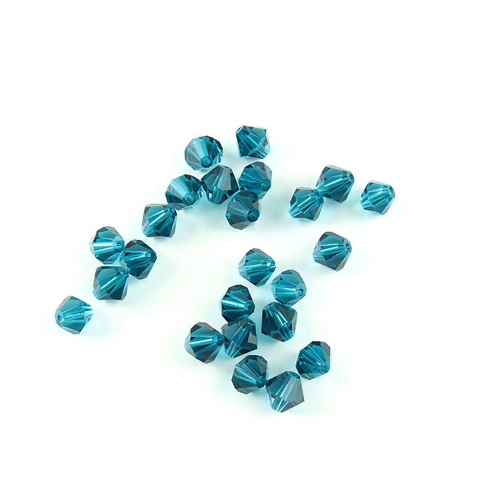 

Zircon Blue Faceted Spacer Crystal Bicone Beads Loose Glass Beads for Women Diy Decoration