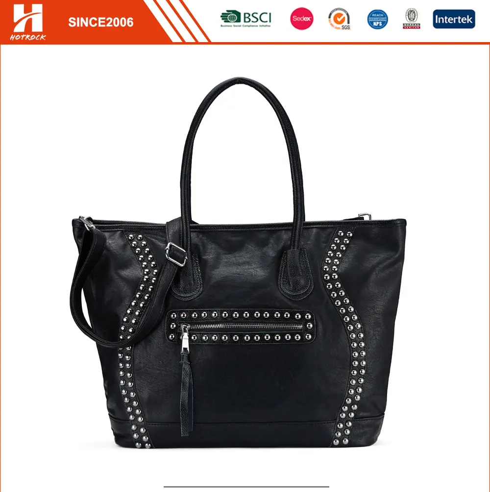 Rivet Decorated Satchel Pu Handbags Studded Faux Leather Tote Bags for Women 1.jpg