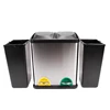 24L Stainless Steel Touchless Foot Pedal Waste Bin Container With 3 Compartments