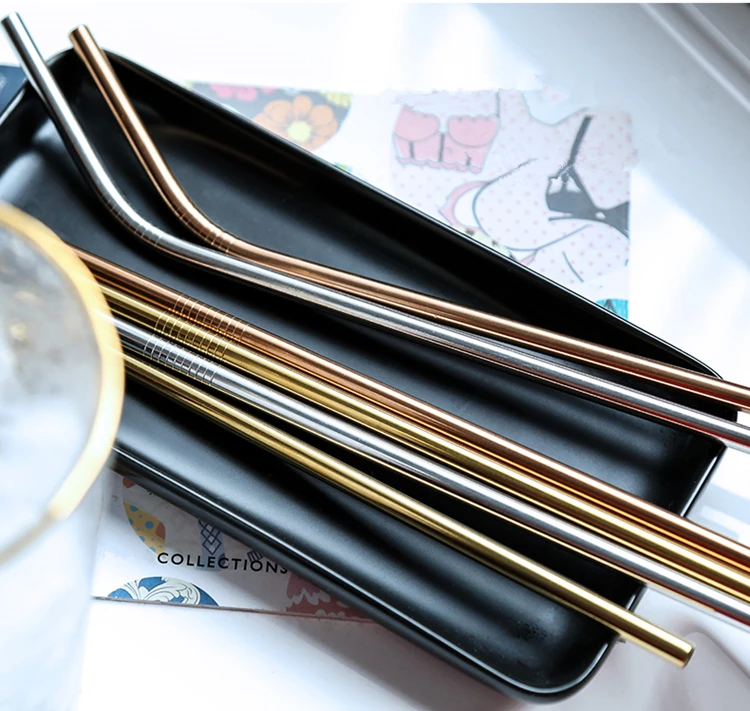 

reusable brass black rainbow gold stainless steel straws
