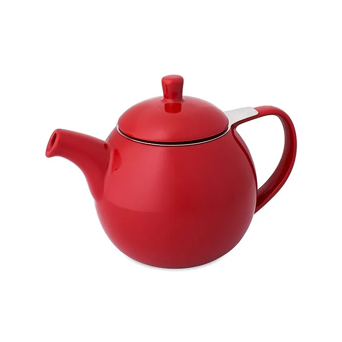 24盎司红色曲线陶瓷茶壶配浸器