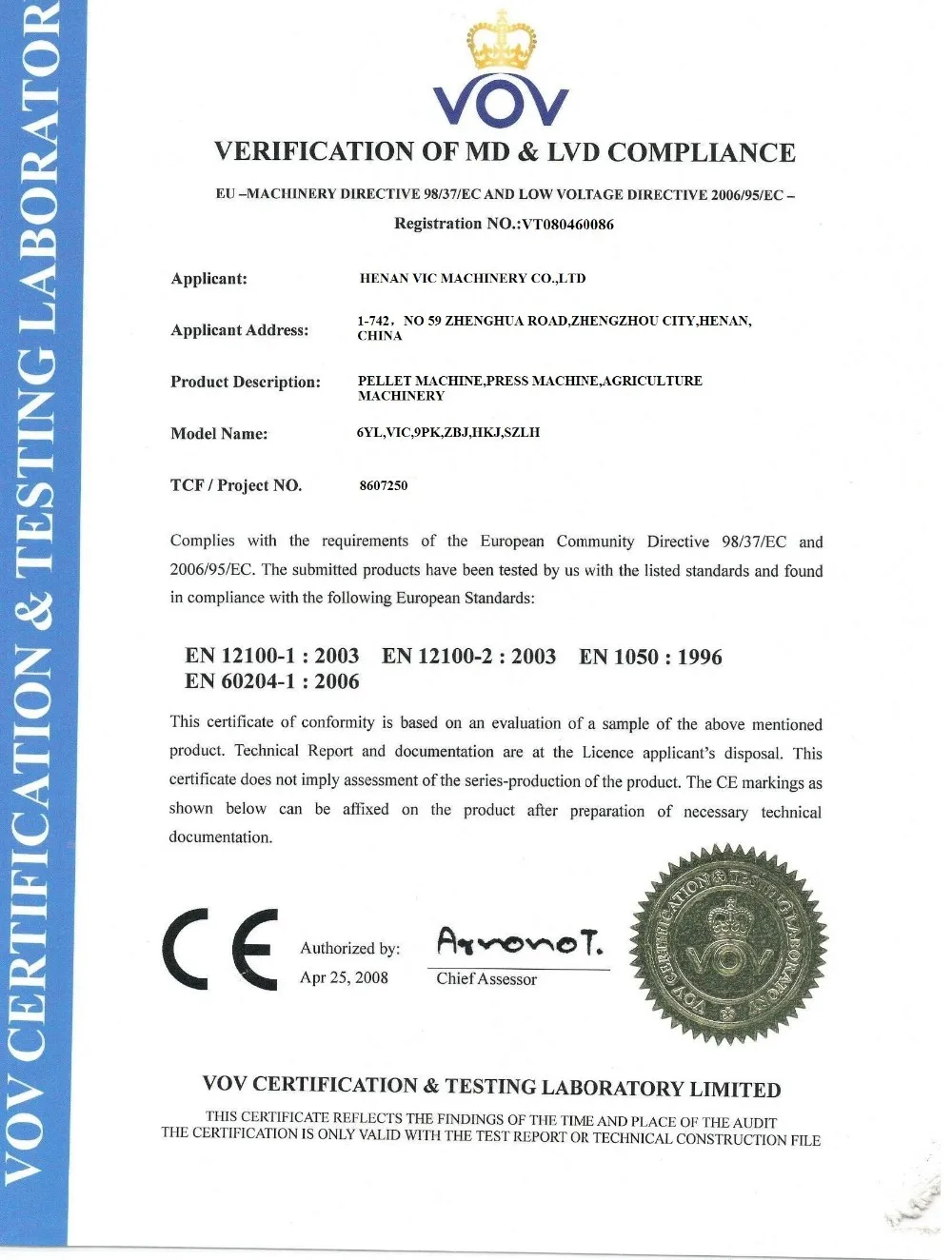 CE CERTIFICATE