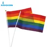 Customized 100% Polyester LGBT Small Rainbow Hand Flag