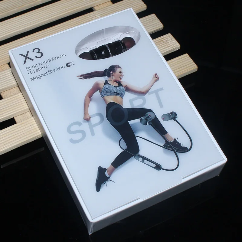 IPX3 Magnetic Headset Stereo Wireless Mobile Sport BT Earphone with Mic