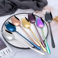 

Colorful salad fork titanium metal spaghetti spoon 304 stainless steel spork