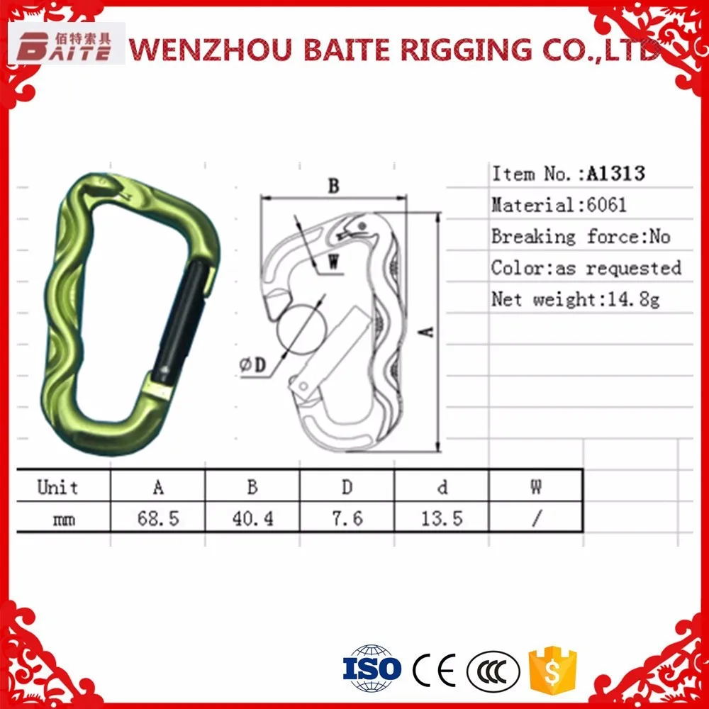 Snake Embossed Handbag Aluminum Snap Hook ,No Tensile Strength Carabiner Bit Aluminum Snap Hook, Hook in Multiple Colors